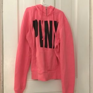 neon pink VS pink zip up